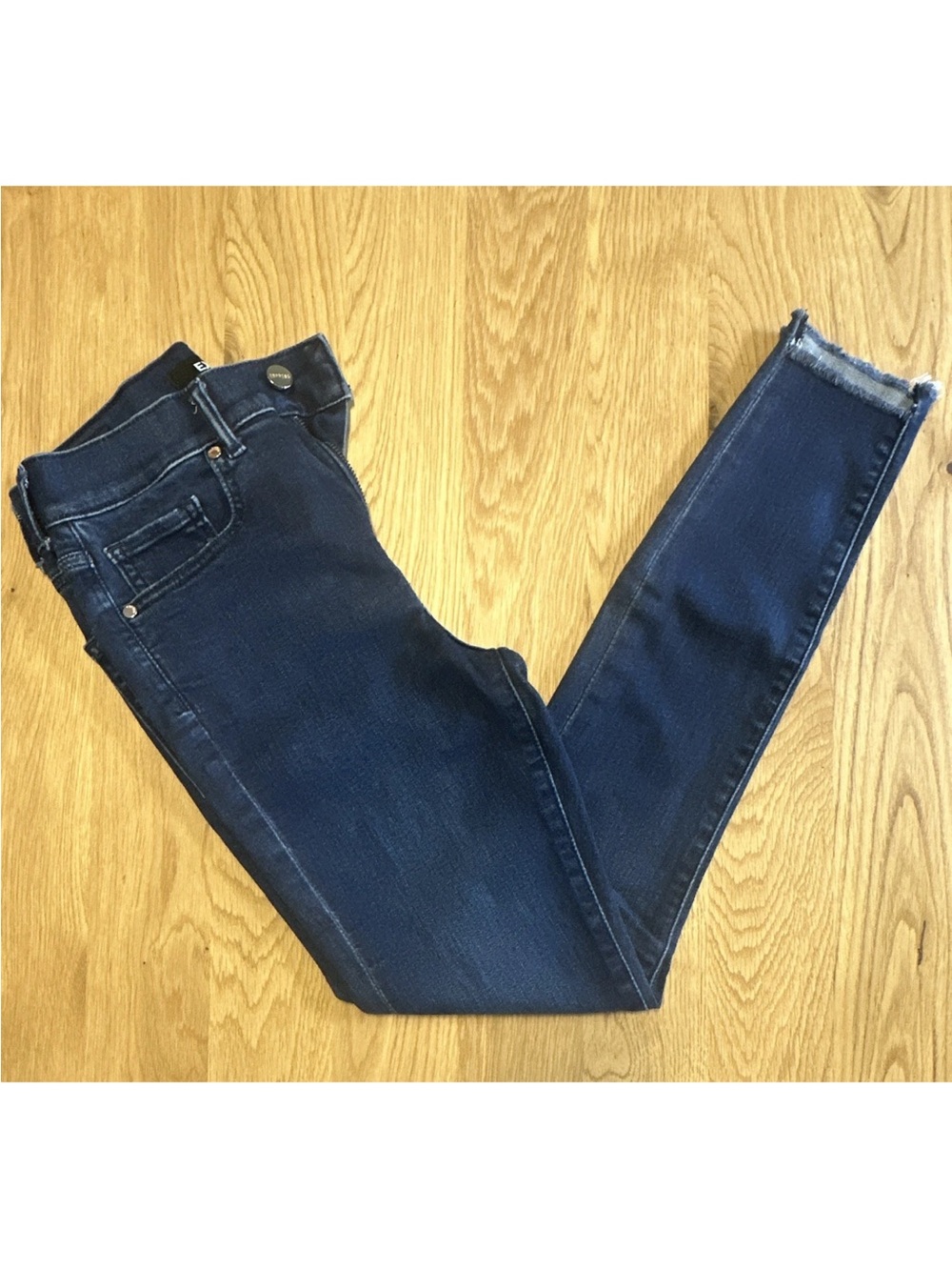 Express Womens High-Rise Skinny Jeans Dark Wash Blue Stretch Denim 5-Pocket 0R